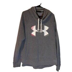 Under Armour Hoodie XL Gray Fleece Loose Fit White Logo Athleisure Gorpcore